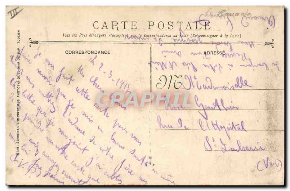 Croiseur auxiliaire LUTÉTIA — Guerre 1914-15-16 — Éditeur : Établissements Phototypiques de Toulon — Achterkant