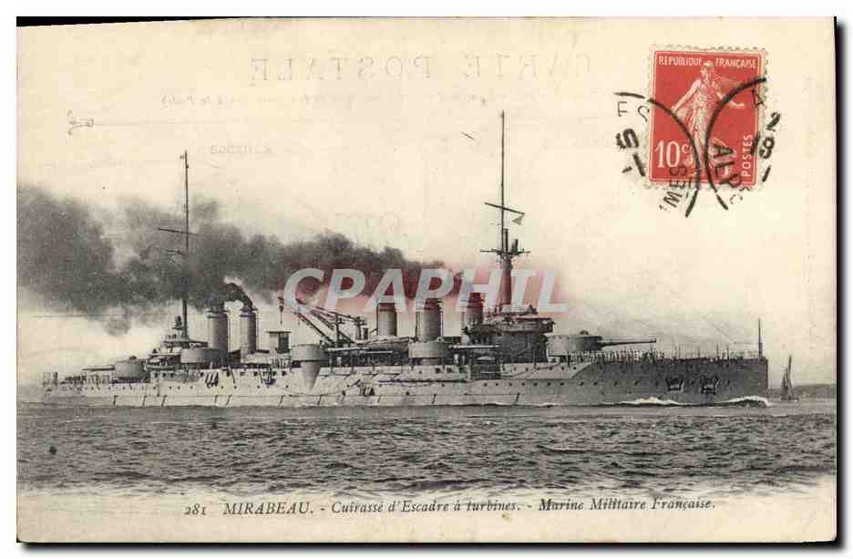 CPA Bateau Mirabeau Cuirasse d'escadre a turbines 