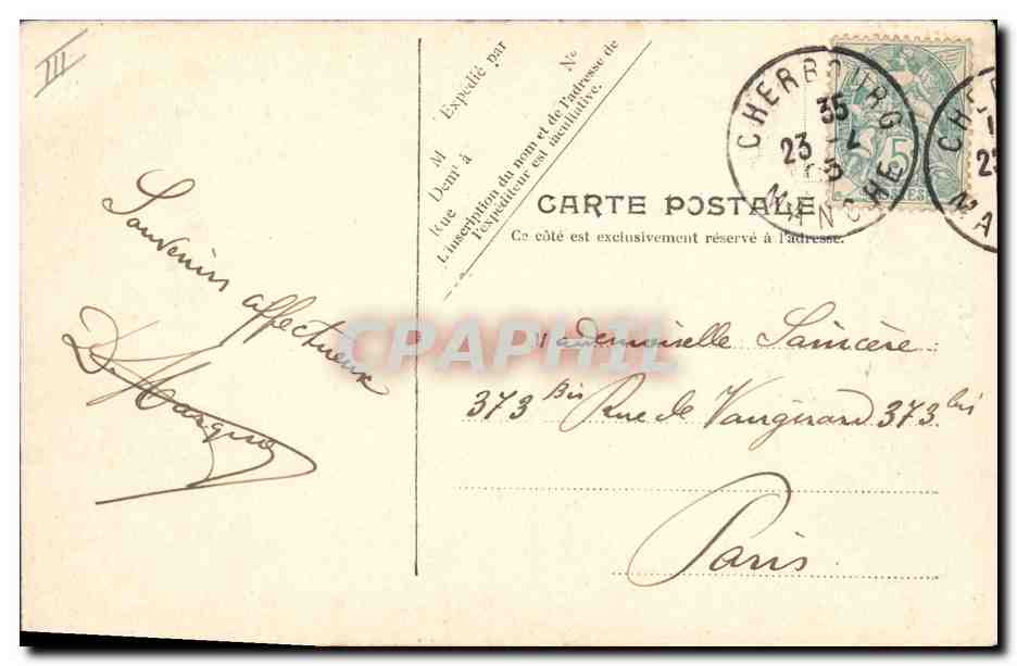 CPA Bateau Le Massena — Verso