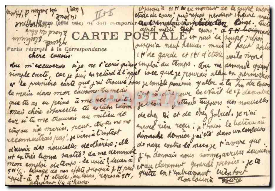 CPA Bateau Mulhouse Croiseur leger — Verso