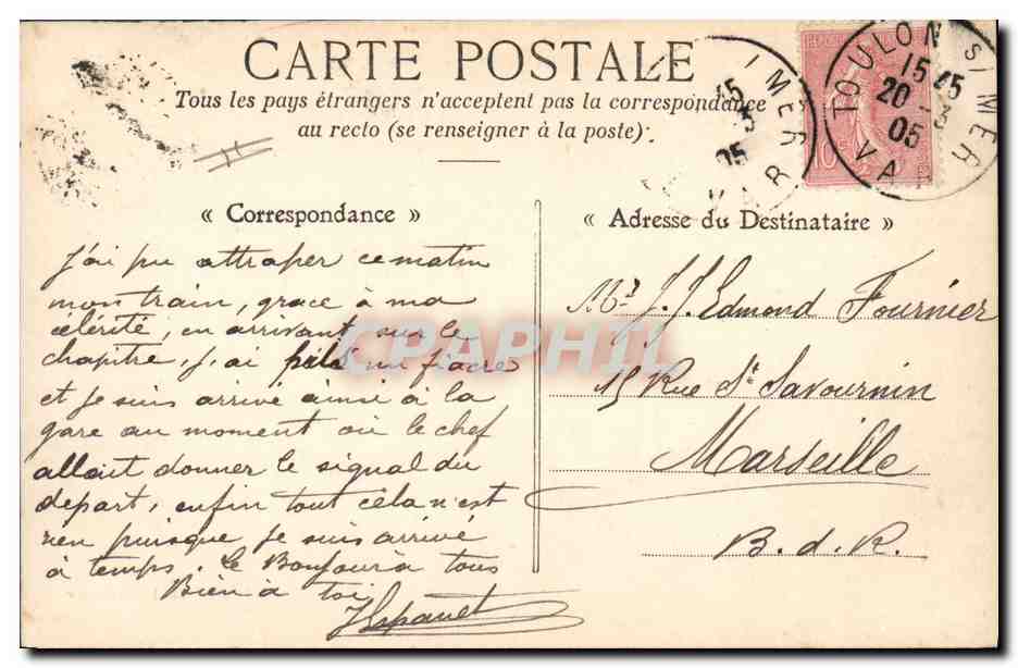 CPA Bateau Marseillaise Croiseur corsaire — Verso