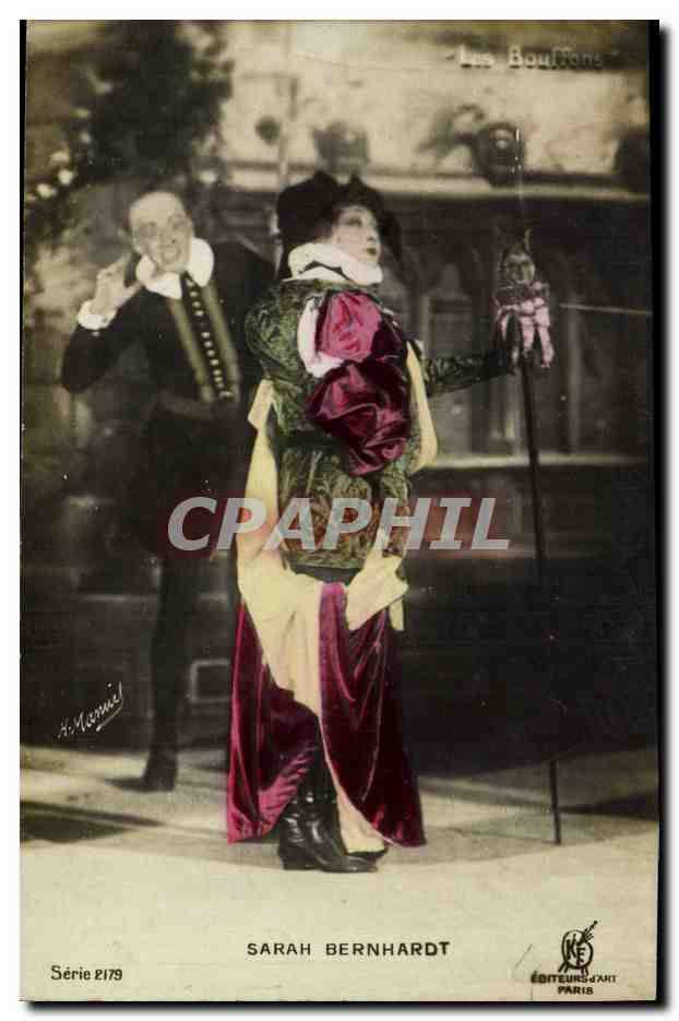 Sarah Bernhardt — scène de 'Les Bouffons' — A. Mannel, Série 2179