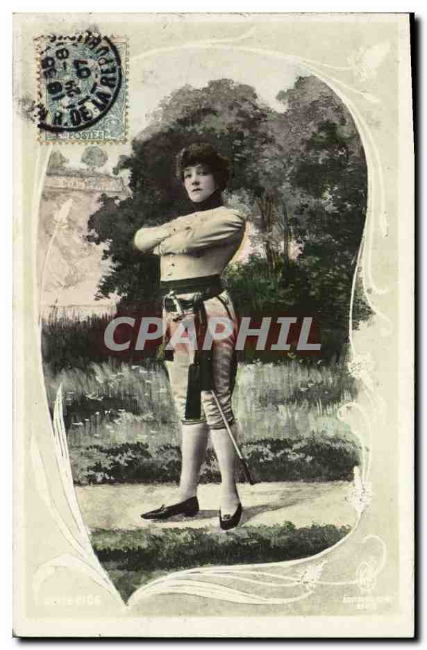 Femme en tenue de chasse — éditeur anonyme, n° de série non visible