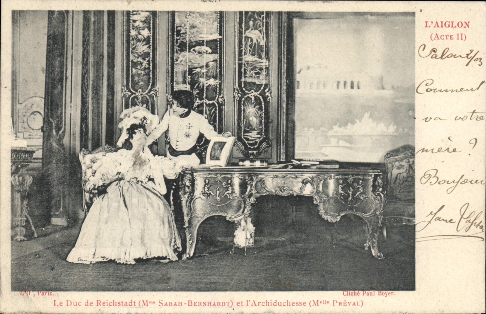 L'Aiglon (Acte II) — scène du théâtre — cliché Paul Boyer