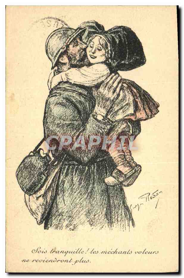 CPA Folklore Alsace Enfant Militaria