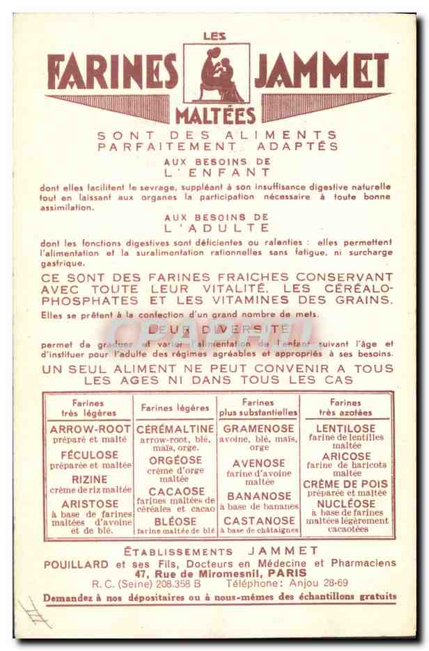 CPA Folklore Alsace Farines Jammet — Verso