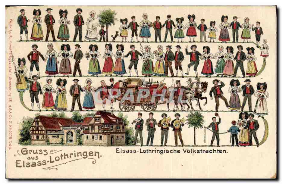 CPA Folklore Gruss aux Lothringen 
