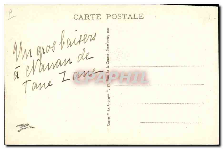 CPA Folklore Alsace Lissele et la mere Oie Enfant — Verso