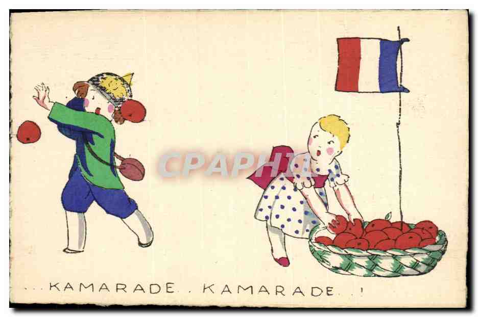 CPA Folklore Alsace Enfants Kamarade