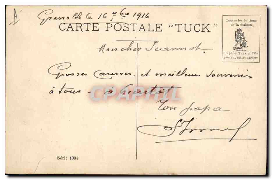 CPA Folklore Alsace Enfants Patins a glace — Verso