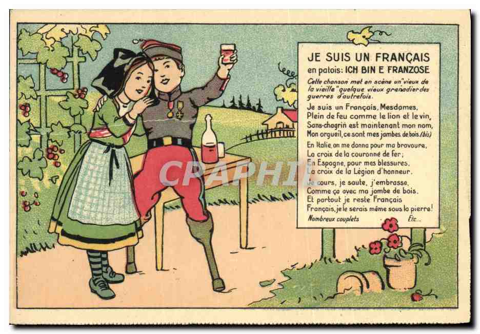 CPA Folklore Alsace Je suis un Francais Militaria
