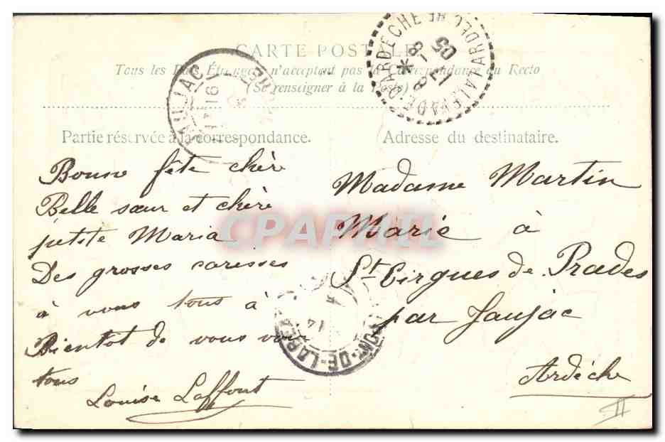 CPA Fantaisie Fleurs Chamoignons — Rückseite