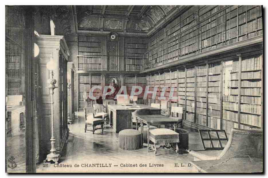 CPA Bibliotheque Chateau de Chantilly Cabinet des livres