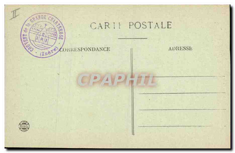 CPA Bibliotheque Dauphine Couvent de la Grande Chartreuse — Rückseite