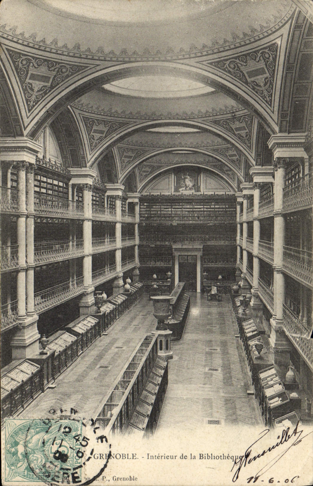 CPA Bibliotheque Grenoble Interieur