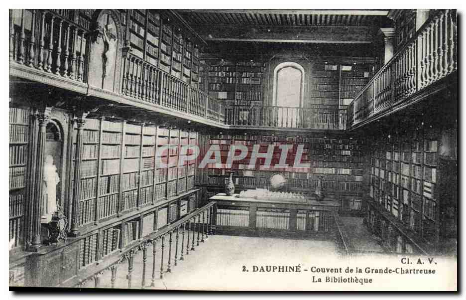 CPA Bibliotheque Dauphine Couvent de la Grande Chartreuse