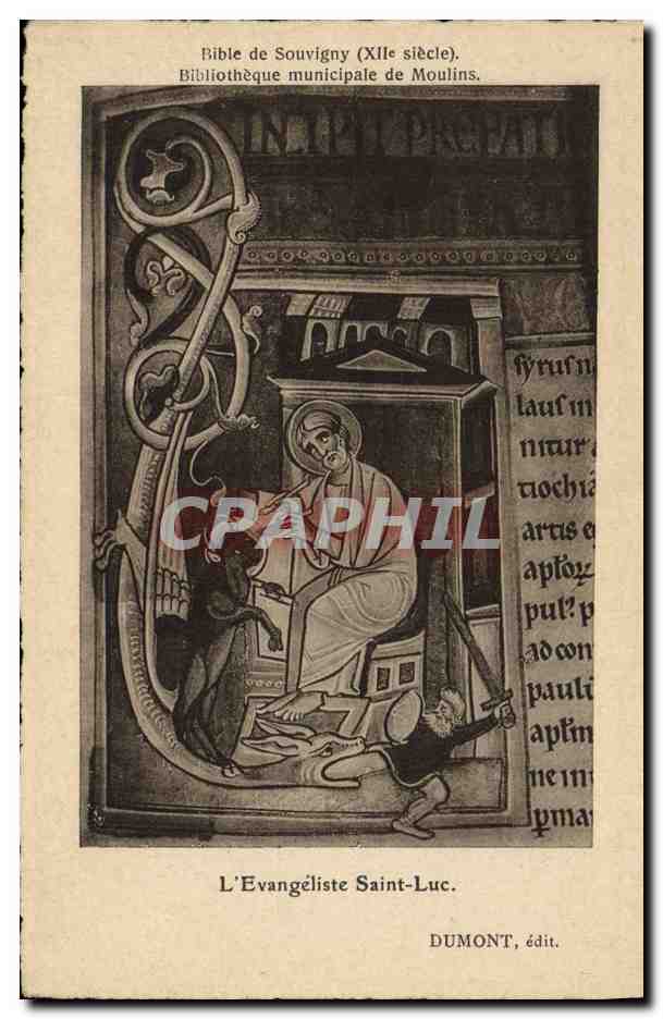 CPA Bibliotheque municipale de Moulins Bible de Souvigny L'Evangeliste Saint Luxe