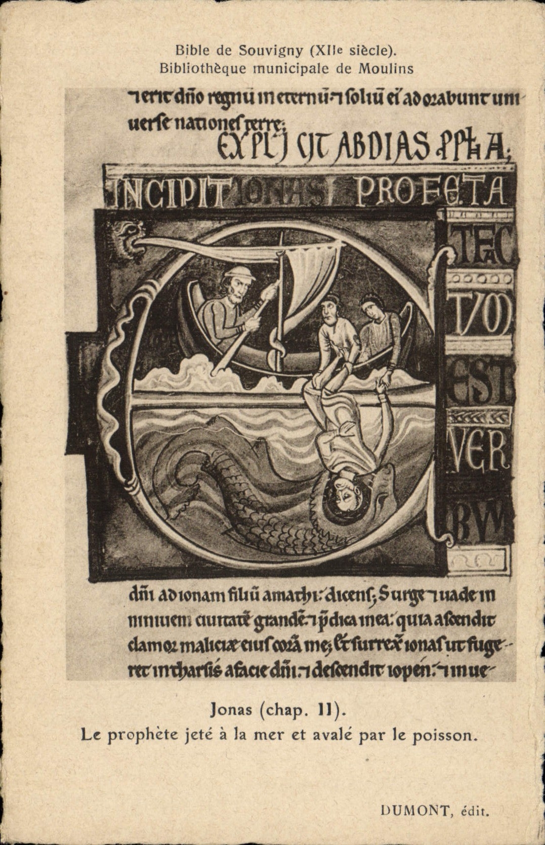 CPA Bibliotheque municipale de Moulins Bible de Souvigny Jonas le prophete jete a la mer et avale par le poisson