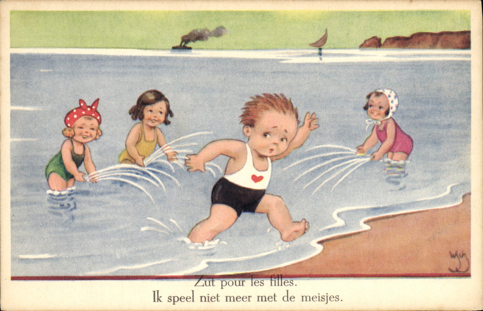 CPA Fantaisie Illustrateur Enfant Zut pour les fille