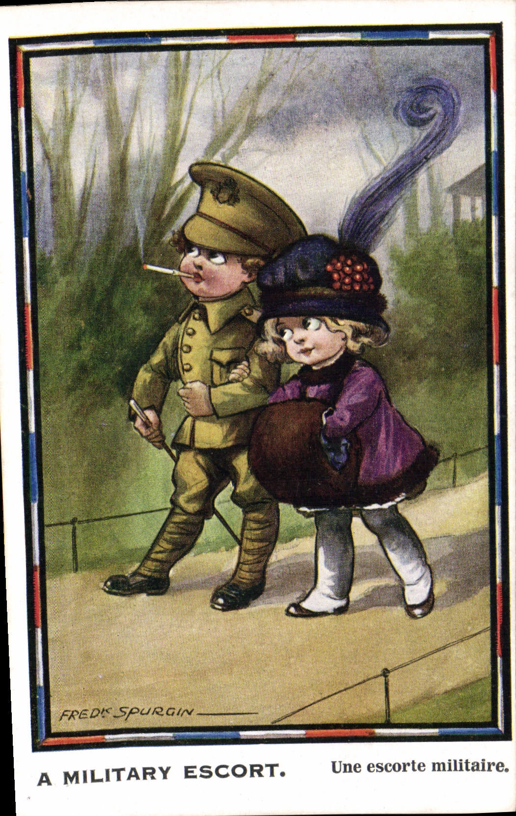 CPA Fantaisie Illustrateur Enfant A military escort Militaria