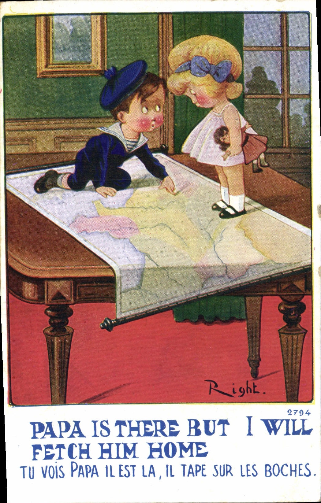 CPA Fantaisie Illustrateur Enfant Papa is there but i will fetch him home