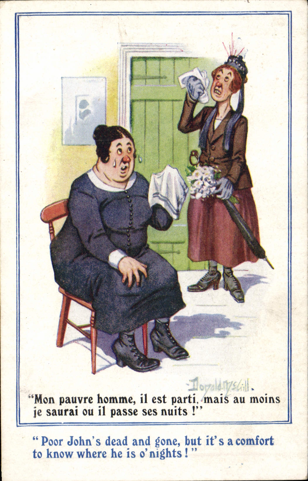 CPA Fantaisie Illustrateur Femme Mon pauvre homme Donald Mc Gill