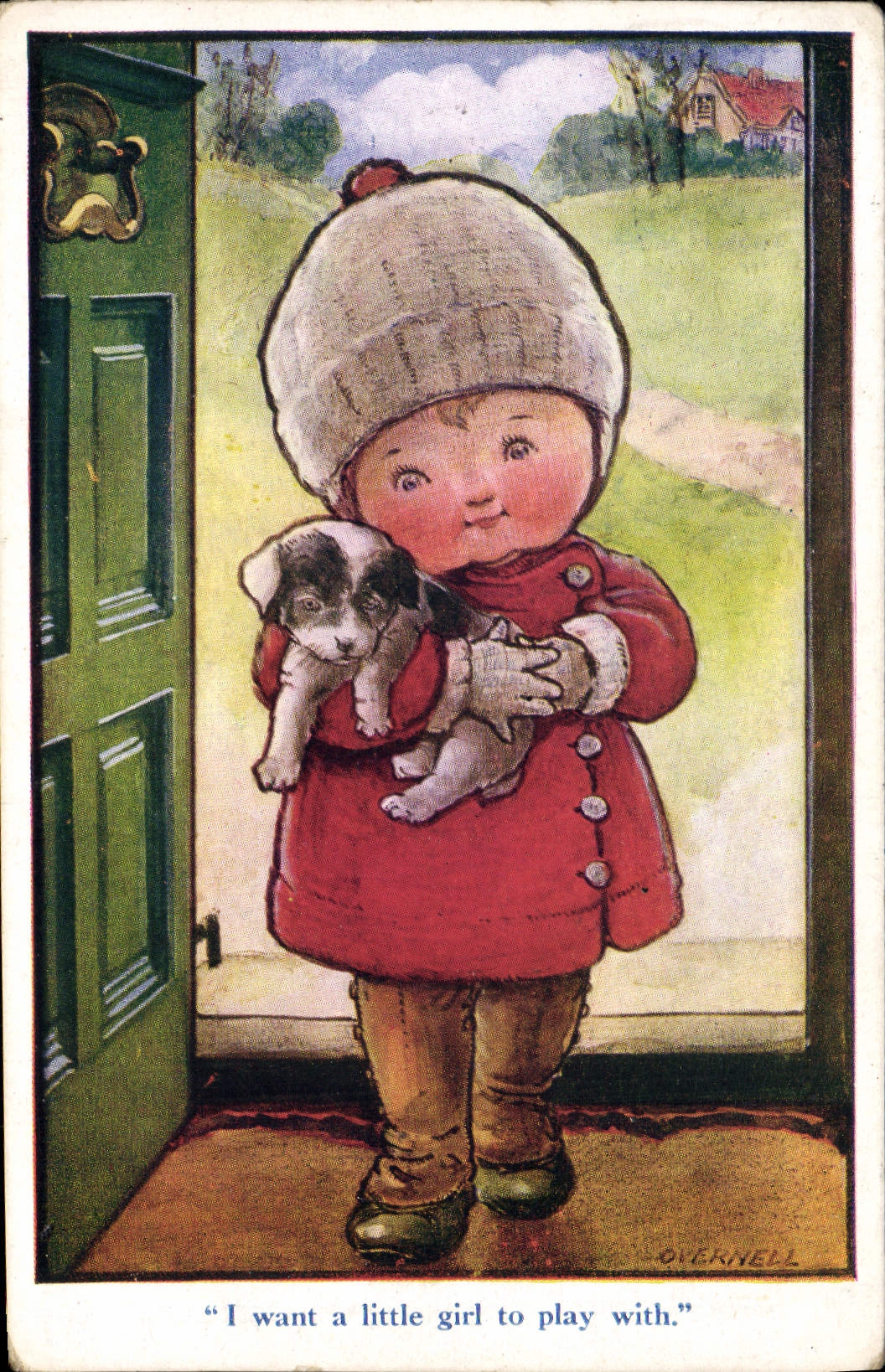 CPA Fantaisie Illustrateur Enfant I want a little girl to play with