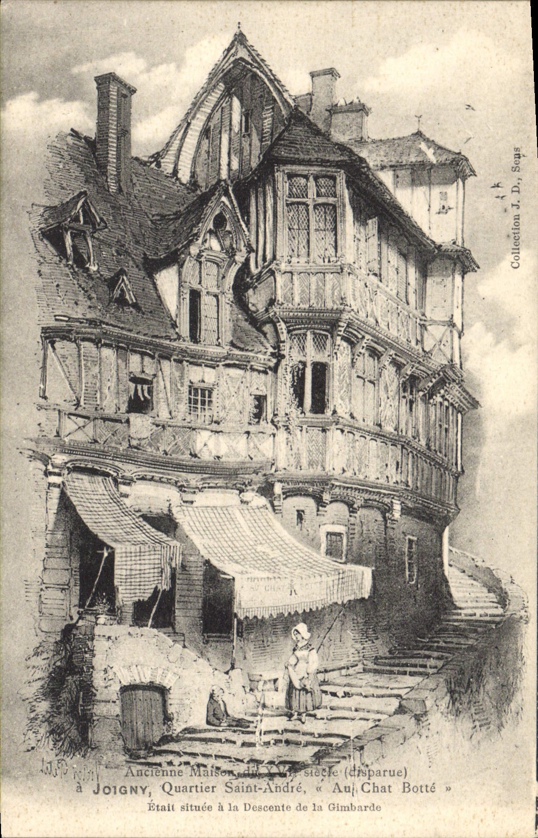 CPA Joigny Ancienne maison Quartier Saint Andre Au Chat botte 