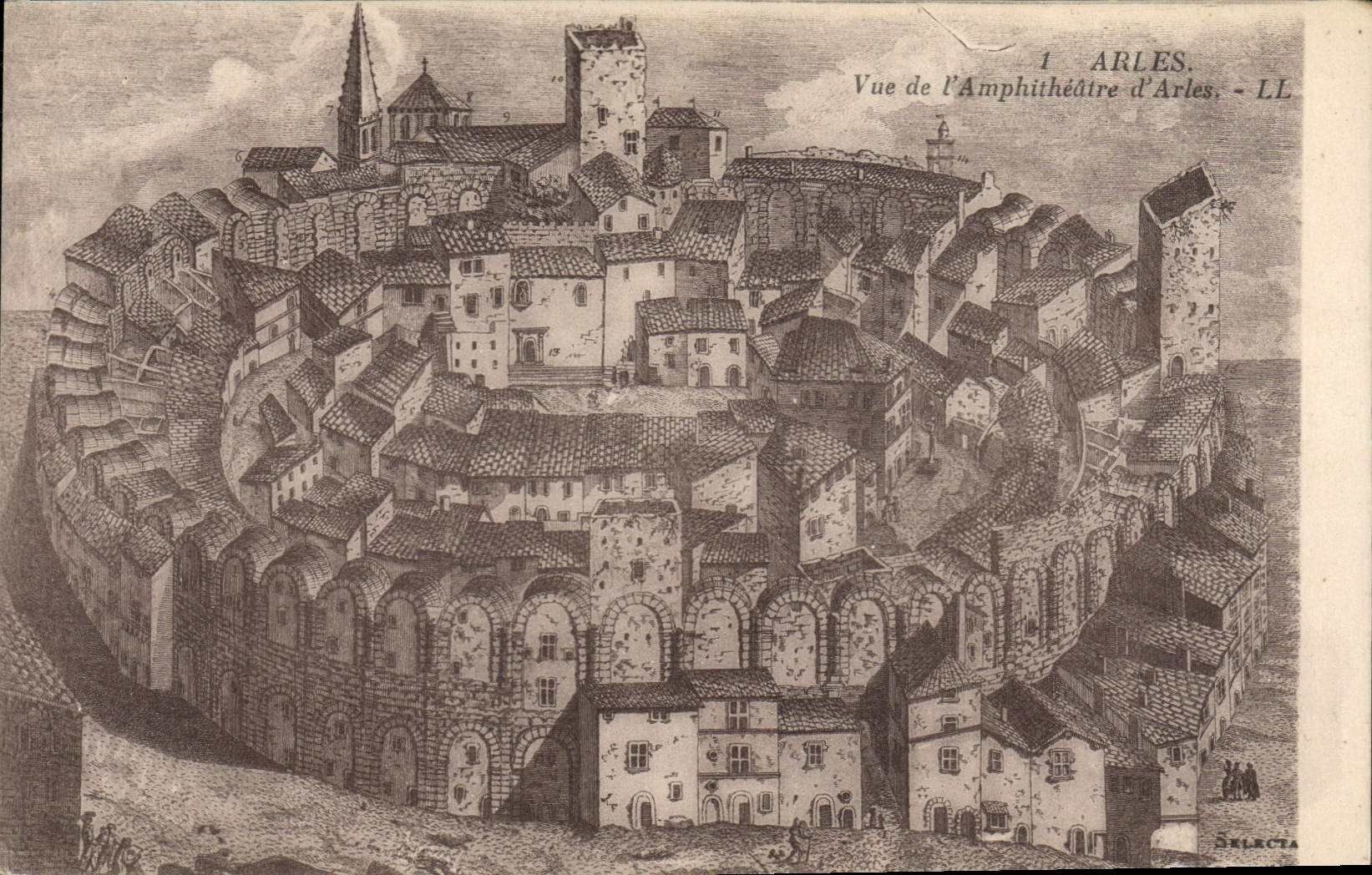 CPA Arles Vue de l'amphitheatre d'Arles 