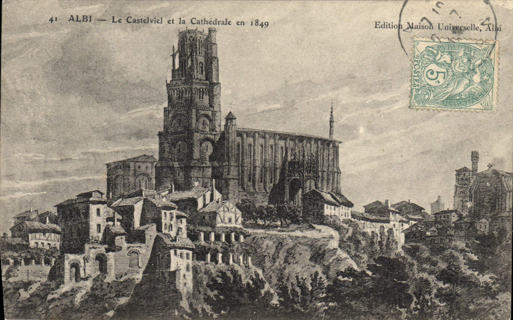 CPA Albi Le Castelviel et la cathedrale en 1849 
