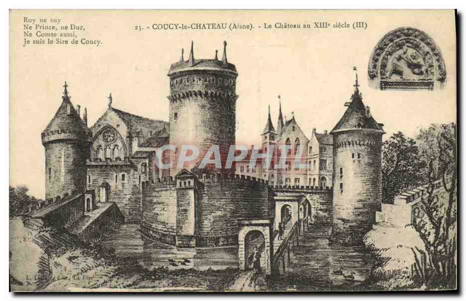 CPA Coucy le Chateau Le chateau au 13eme 