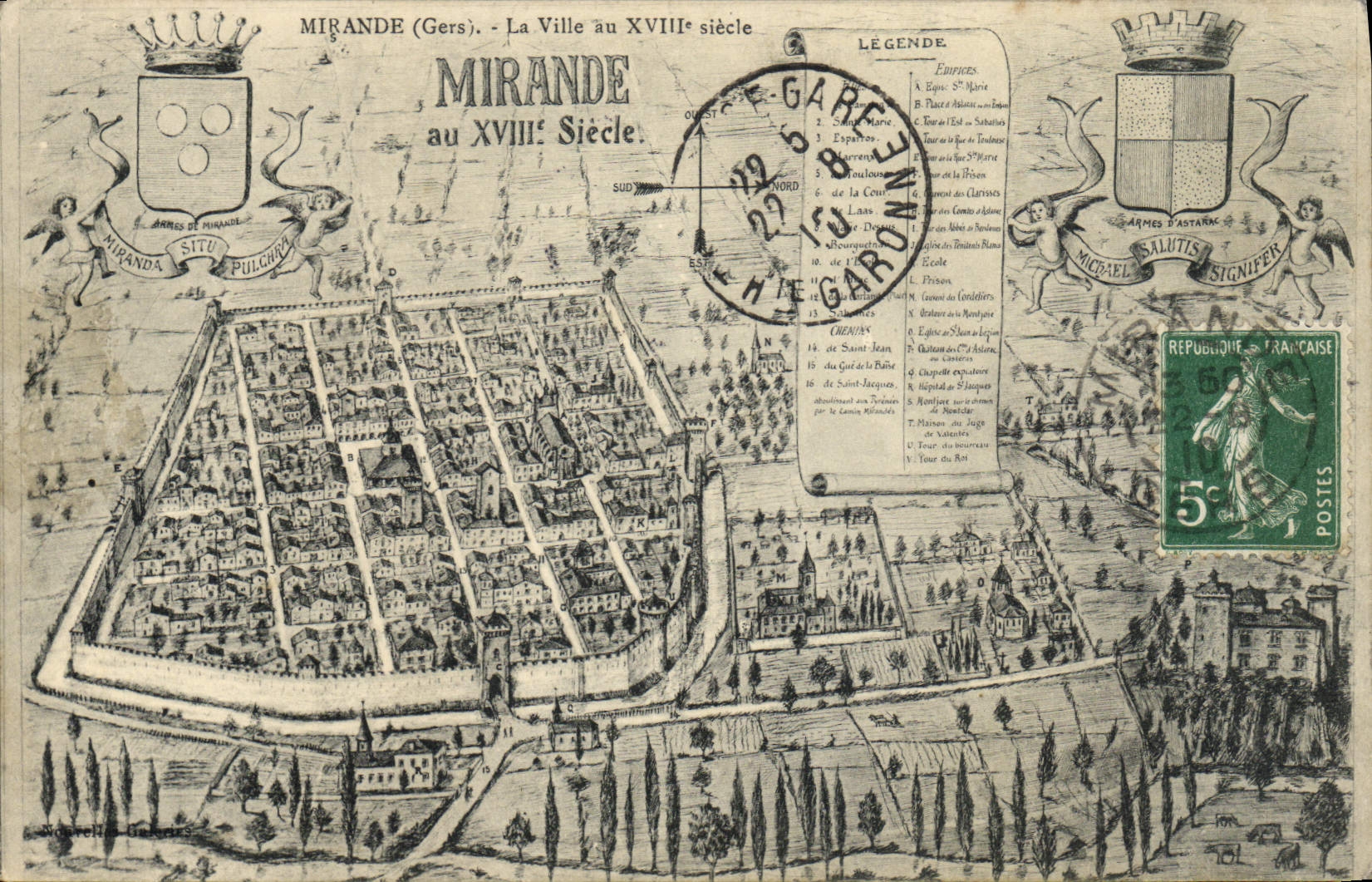 Mirande (Gers) - La Ville au XVIIIe siècle — éditeur inconnu, n° de série non visible