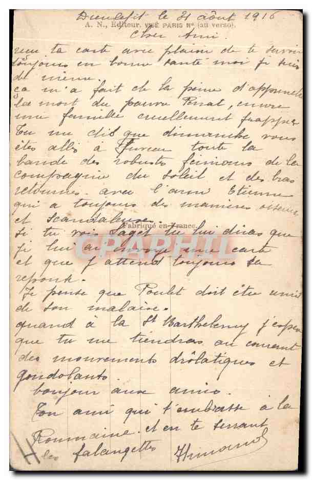 CPA Militaria Chasseurs alpins Alsace France — Rückseite