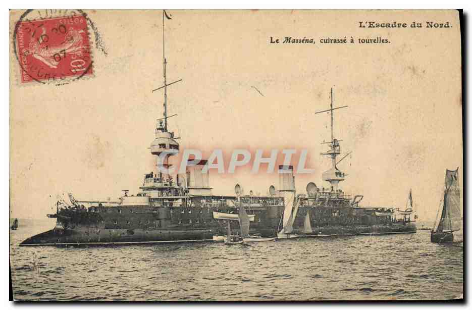 CPA Bateau Le Massena Cuirasse a tourelles