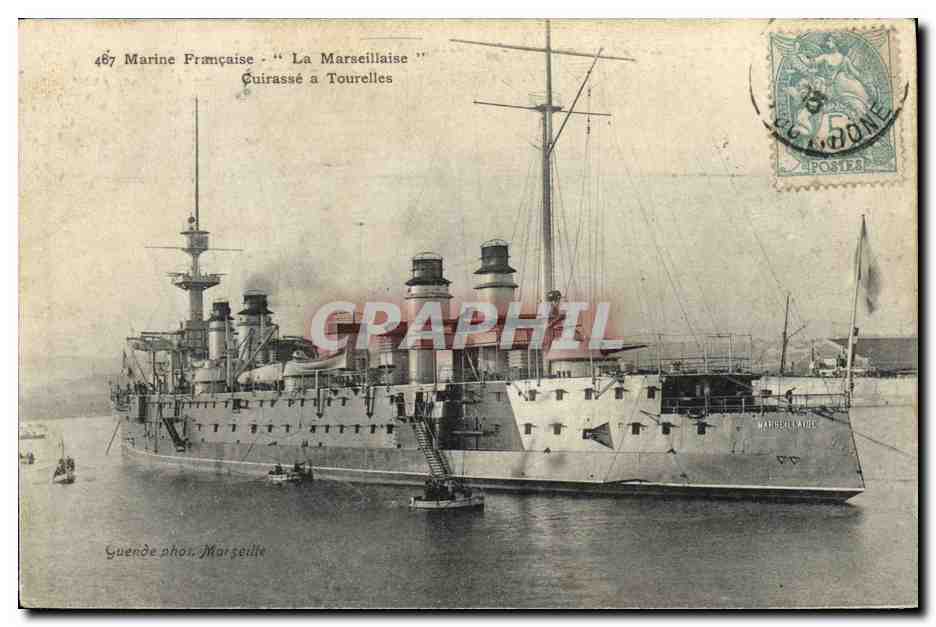 CPA Bateau La Marseillaise Cuirasse a tourelles