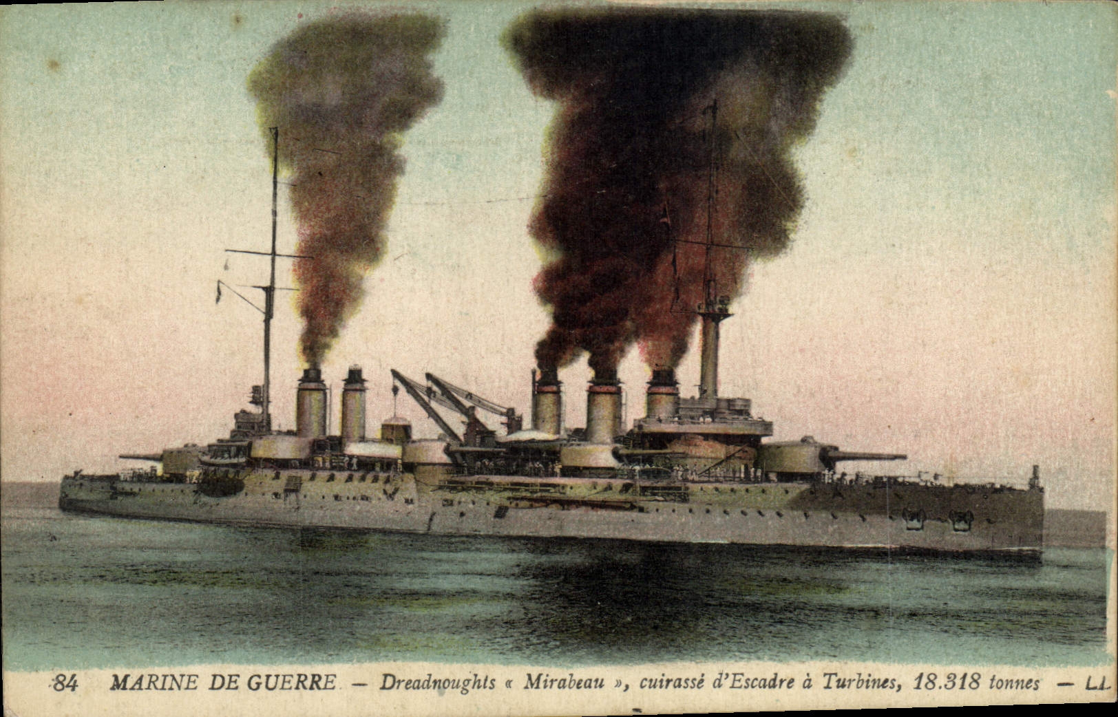 Dreadnought « Mirabeau » — cuirassé d'Escadre à Turbines, 18.318 tonnes — Lévy Fils & Cie, Paris