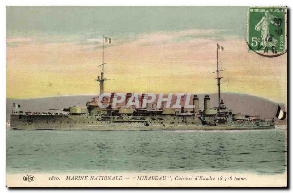 CPA Bateau Mirabeau Cuirasse d'escadre 