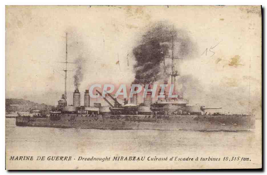 CPA Bateau Dreadnought Mirabeau Cuirasse d'escadre