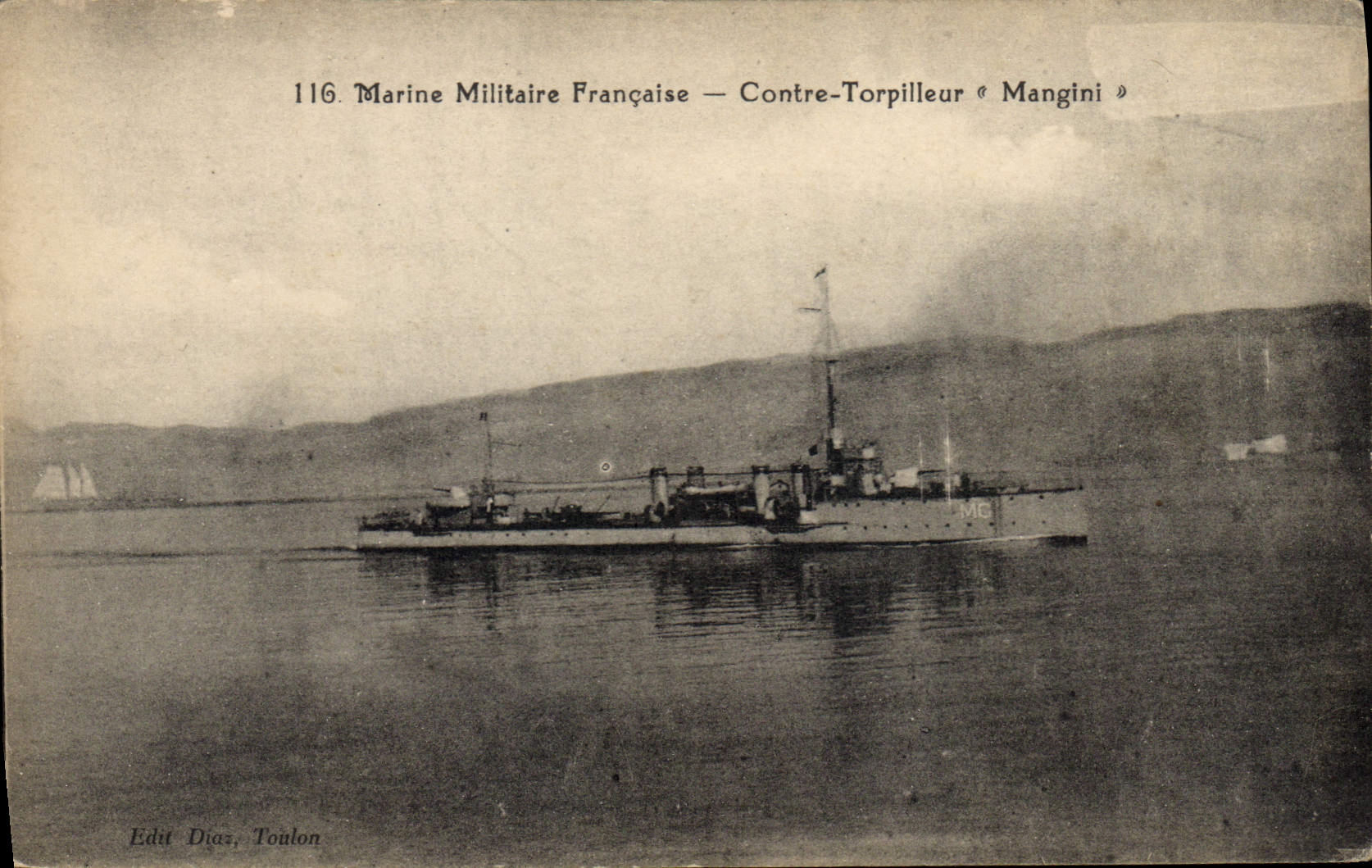 CPA Bateau Contre torpilleur Mangini