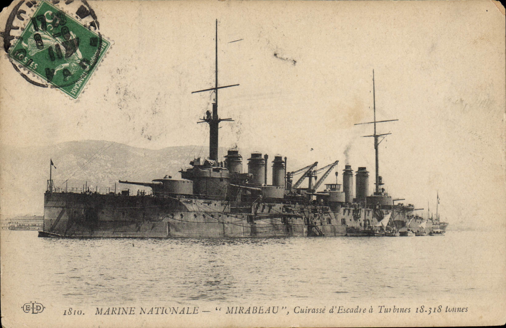 CPA Bateau Mirabeau Cuirasse d'escadre a turbines