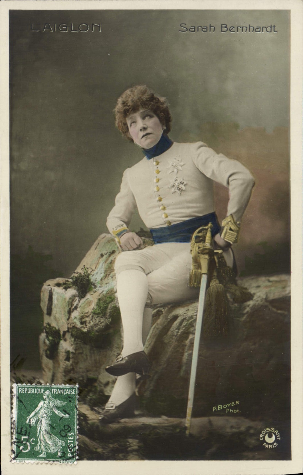 Sarah Bernhardt — en costume d'officier — Laiglon, P. Boyer, Paris