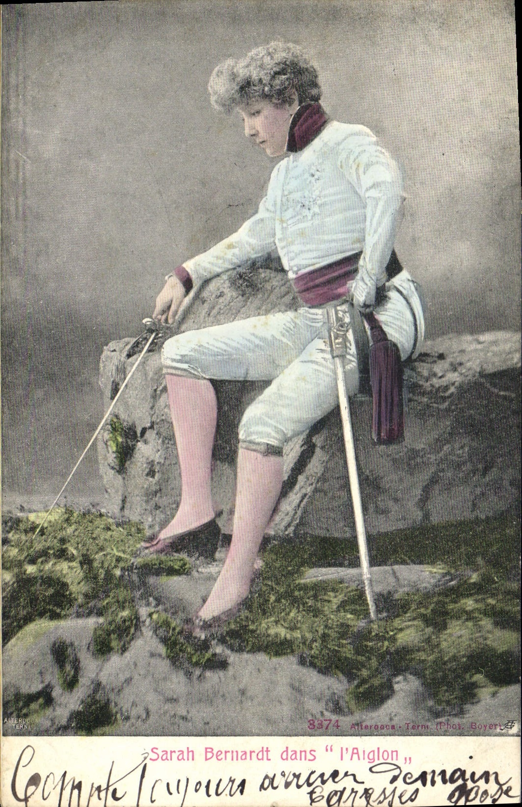 Sarah Bernhardt in "L'Aiglon" — (Foto Boyer) — serie 3374, edita da Allersson & Cie