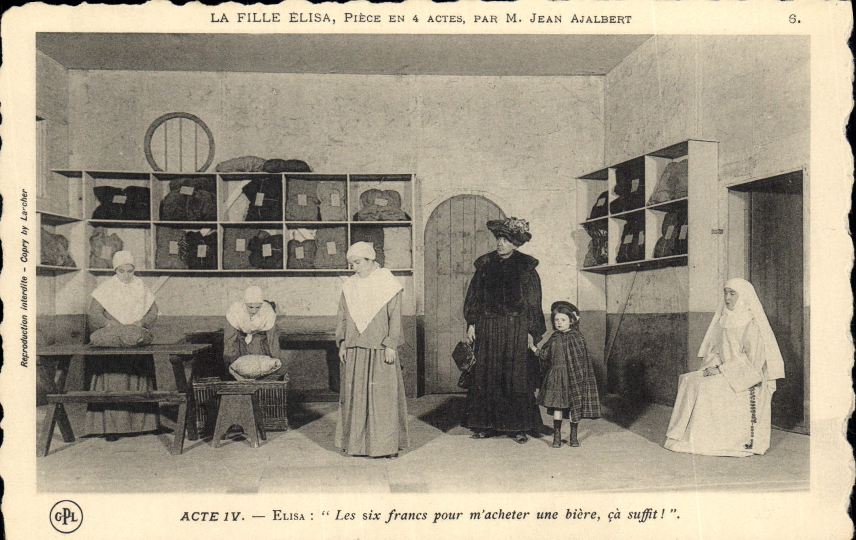 Scène de la pièce 'La Fille Élisa' — Acte IV — par M. Jean Ajalbert — éditeur Lar-chér, n°3