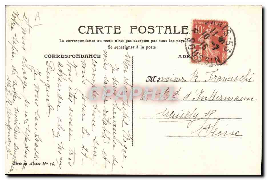 CPA Folklore Alsace Les cadeaux de Grand Pere — Verso