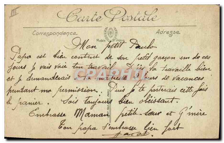 CPA Folklore Calais Type de matelote — Verso
