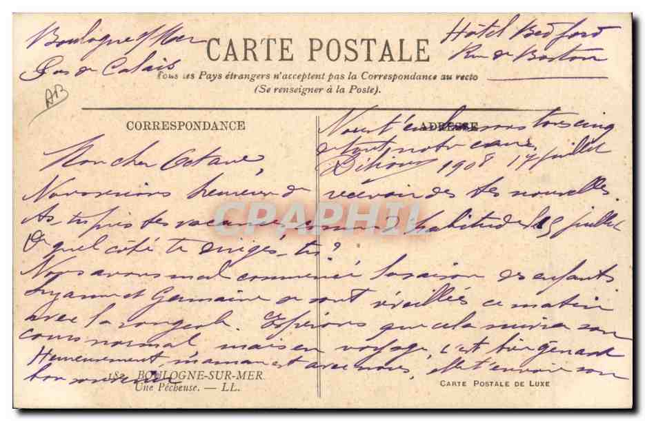 CPA Folklore Boulogne sur Mer une pecheuse Peche — Verso