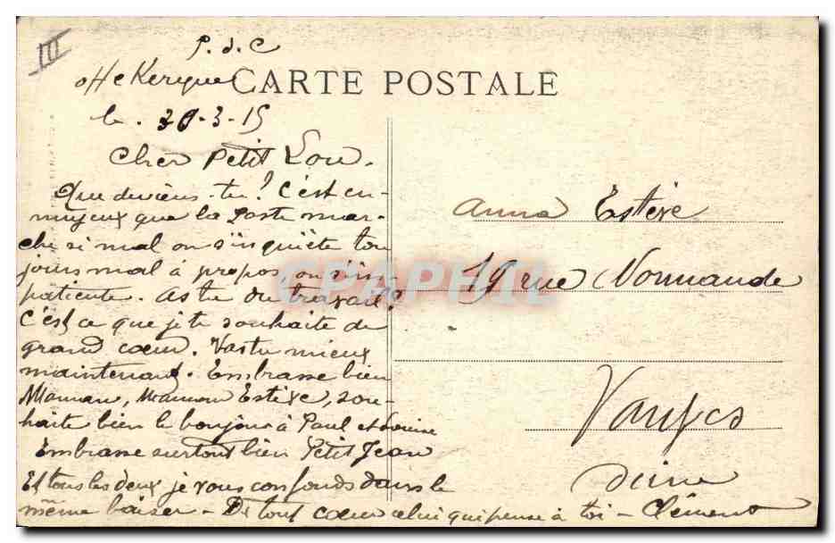 CPA Folklore Calais Matelote en Carmagnole — Verso