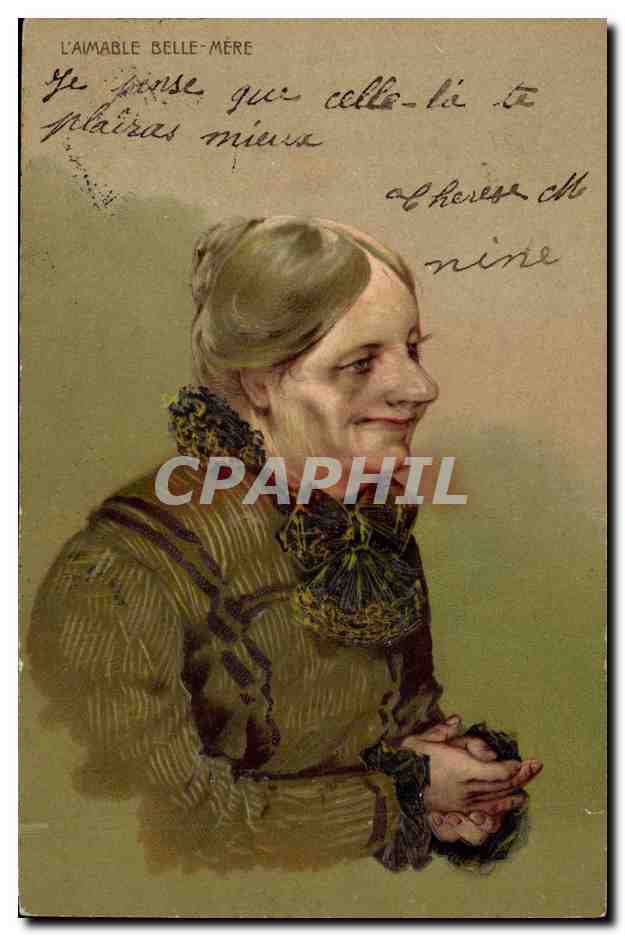 L'AIMABLE BELLE-MÈRE — caricature humoristique — éditeur non identifié, série non visible