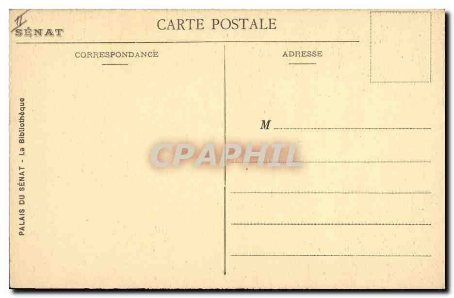 CPA Bibliotheque Palais du Senat Paris  — Rückseite