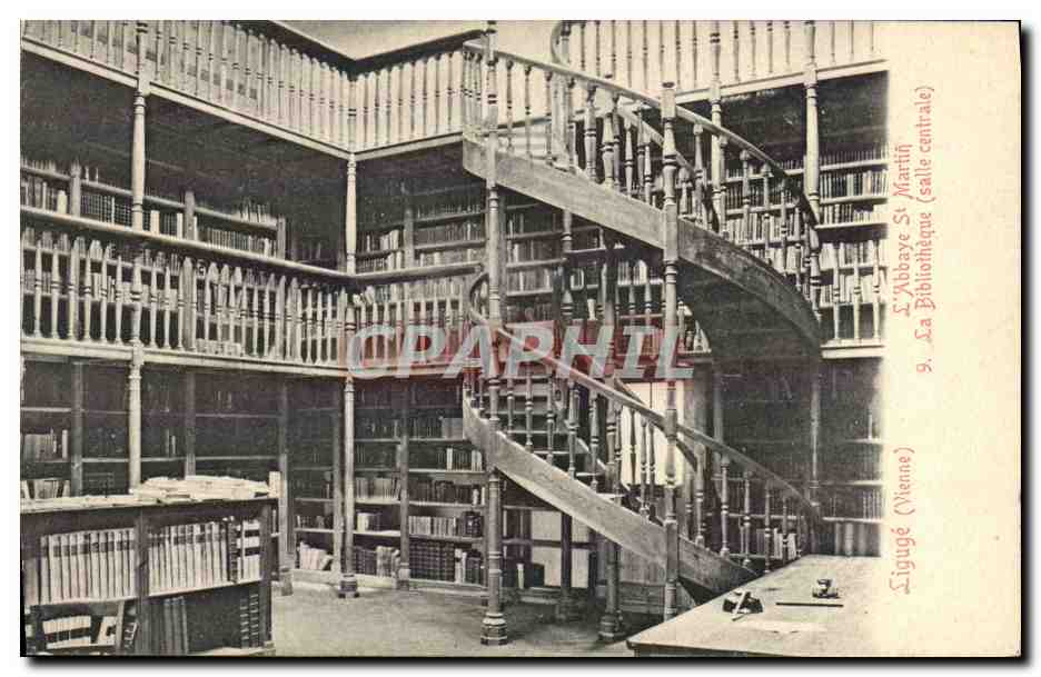 CPA Bibliotheque Liguge Vienne L'abbaye St Martin Salle centrale
